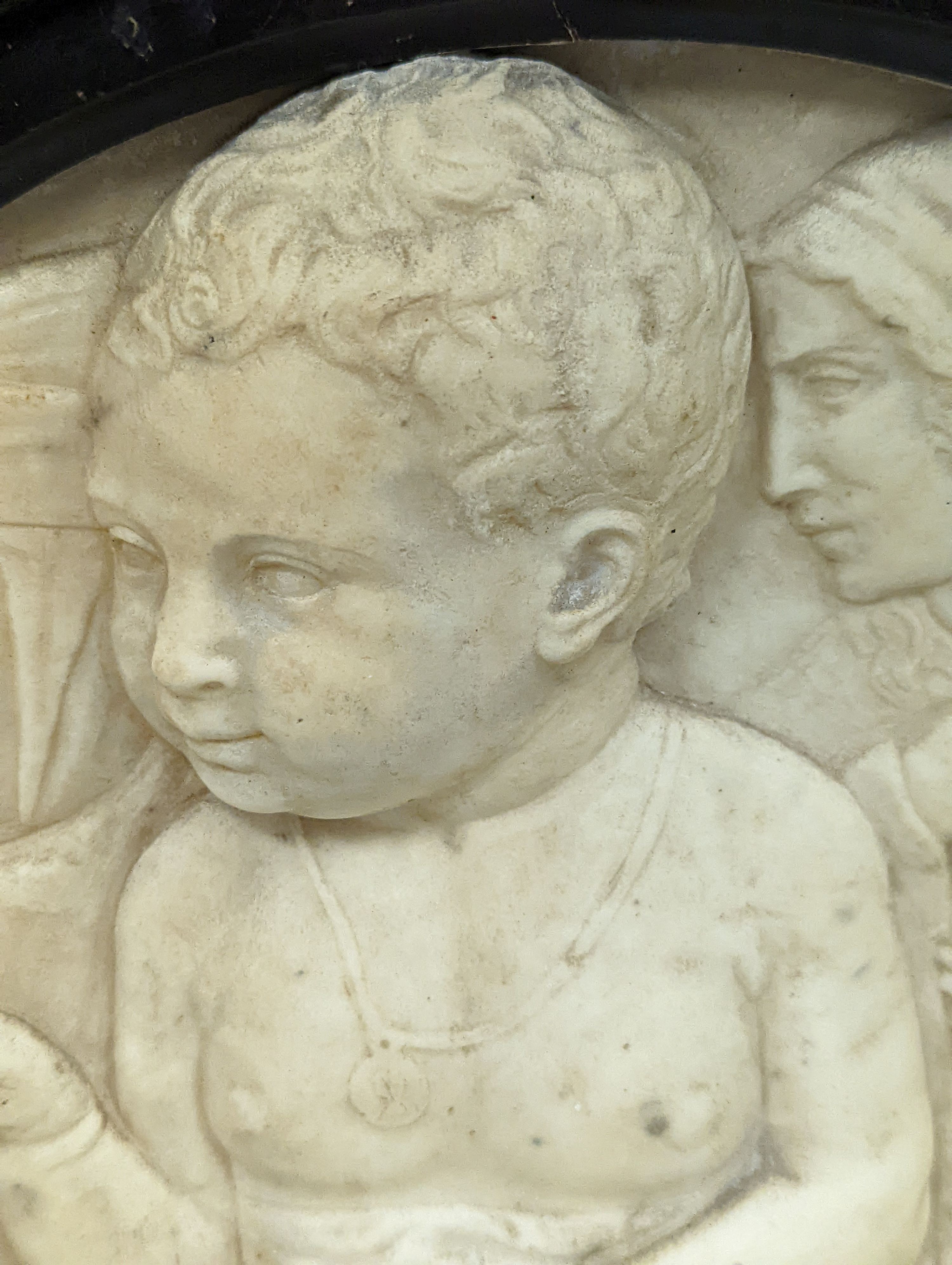 A 19th century carved marble relief of Christ, Dante and Beatrice - 28cm high